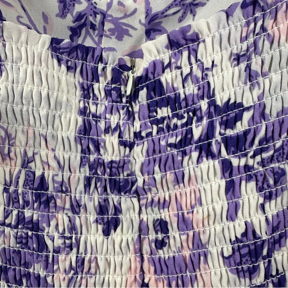 Aqua Lightweight Smocked Back Dress Tie Shoulders Floral XL Fits Like L NWT - Picture 8 of 10